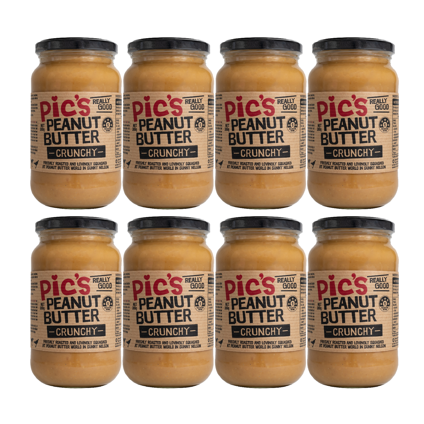 【8個セット】ピックスピーナッツバター あらびきクランチ(380g) - PIC's Peanut Butter 380g - Crunchy