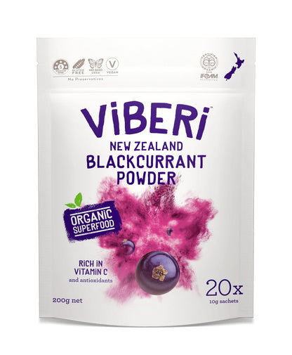 【送料無料】有機JAS カシスパウダー 200g - ViBERi Organic Blackcurrant Powder - (10g * 20 Sachets)