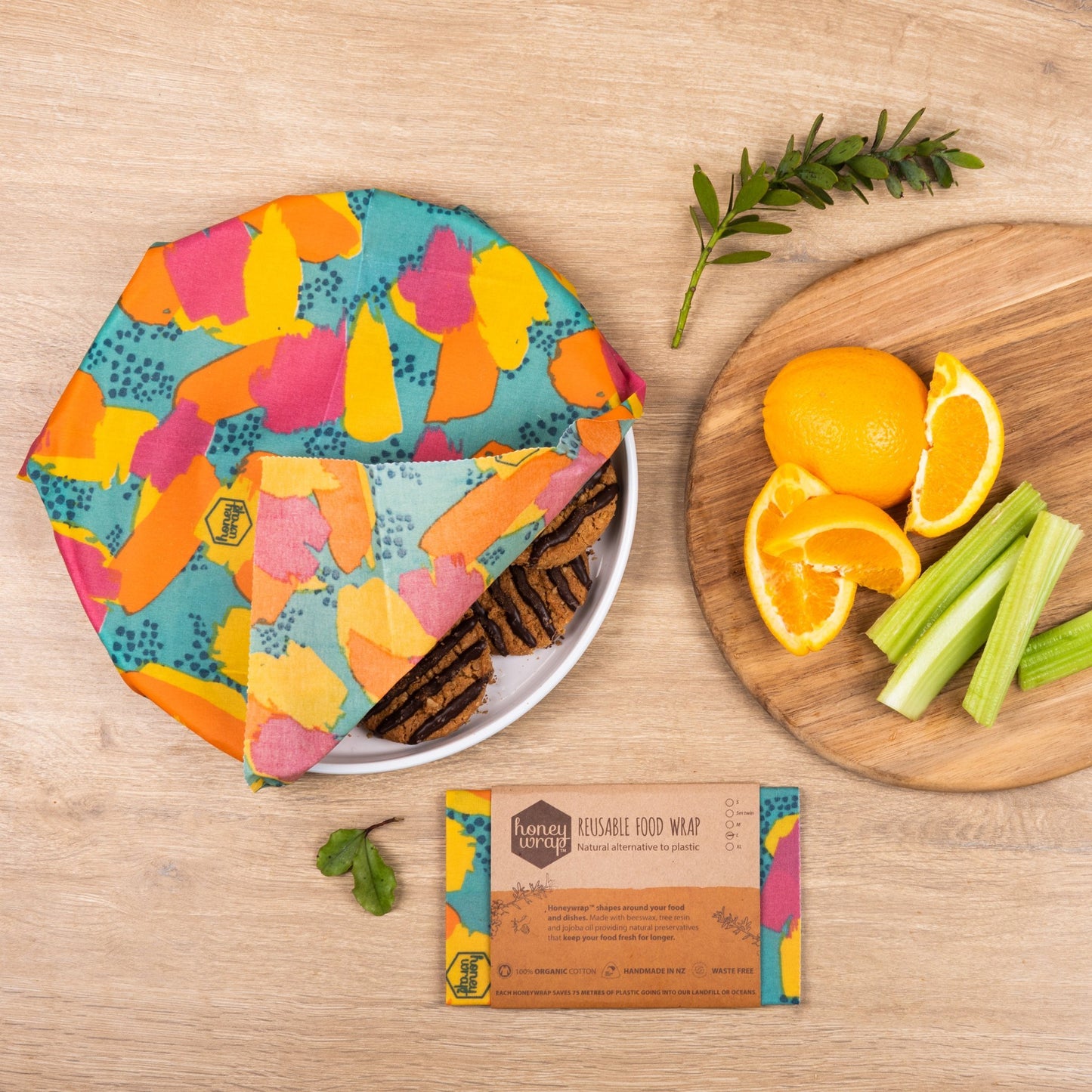 みつろうエコラップ Lサイズ (オーガニックコットン100%生地) Large Honeywrap (33cm x 35cm)