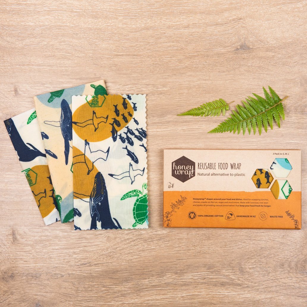 みつろうエコラップ 3-Pack (オーガニックコットン100%生地) (S, M, L 各1枚）Honeywrap 3-Pack