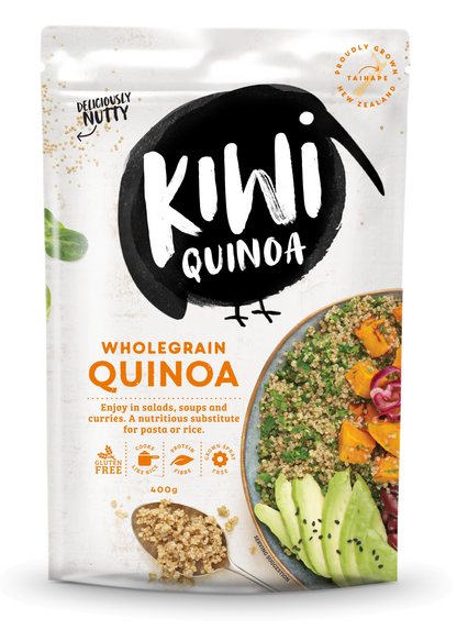 400g package of Kiwi Quinoa, 全粒キウイキヌアのパッケージ