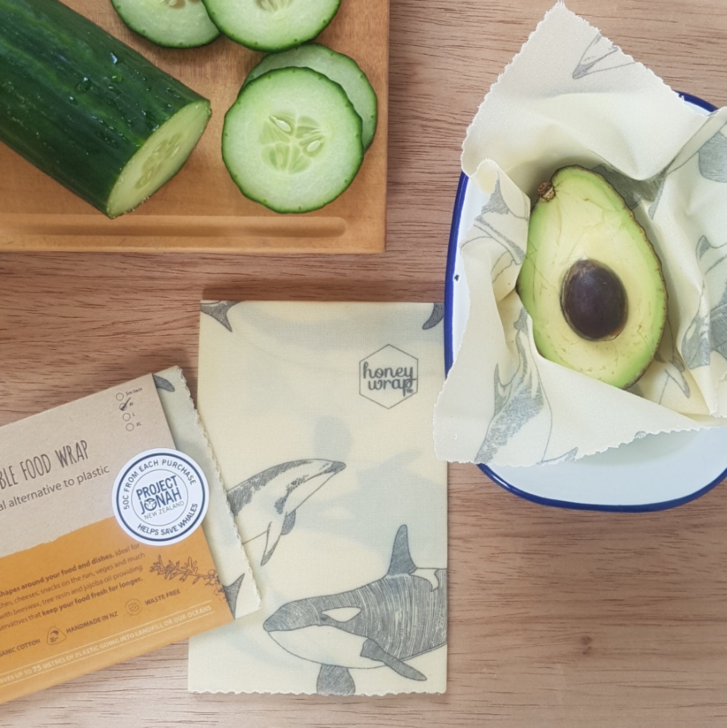 みつろうエコラップ Sサイズ2枚セット (オーガニックコットン100%生地) Small Twin Pack Honeywraps (17cm x 20cm)