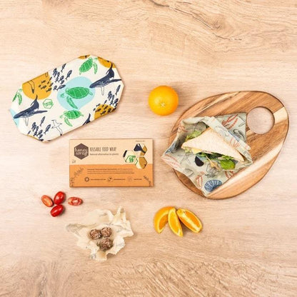 みつろうエコラップ 3-Pack (オーガニックコットン100%生地) (S, M, L 各1枚）Honeywrap 3-Pack