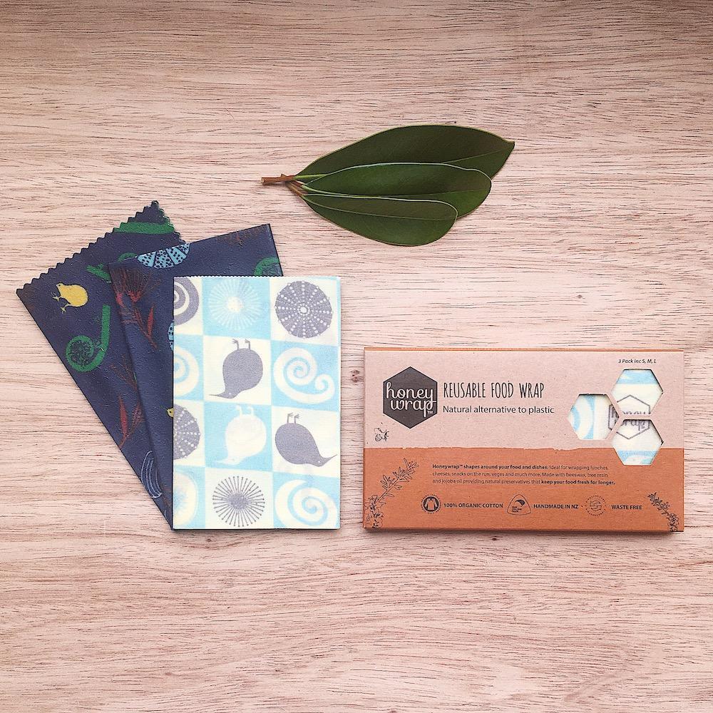 みつろうエコラップ 3-Pack (オーガニックコットン100%生地) (S, M, L 各1枚）Honeywrap 3-Pack