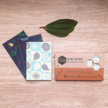 みつろうエコラップ 3-Pack (オーガニックコットン100%生地) (S, M, L 各1枚）Honeywrap 3-Pack