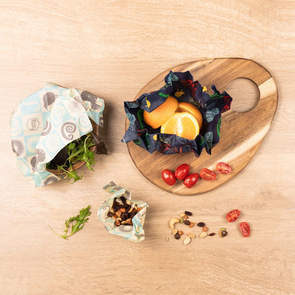 みつろうエコラップ 3-Pack (オーガニックコットン100%生地) (S, M, L 各1枚）Honeywrap 3-Pack