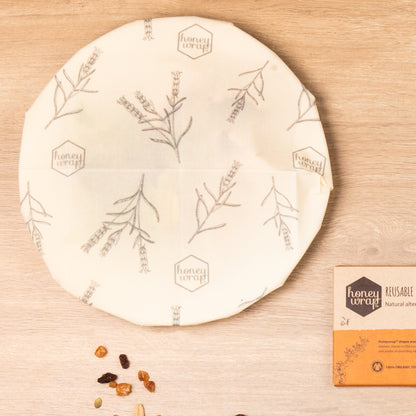 みつろうエコラップ Mサイズ (オーガニックコットン100%生地) Medium Honeywrap (24cm x 31cm)